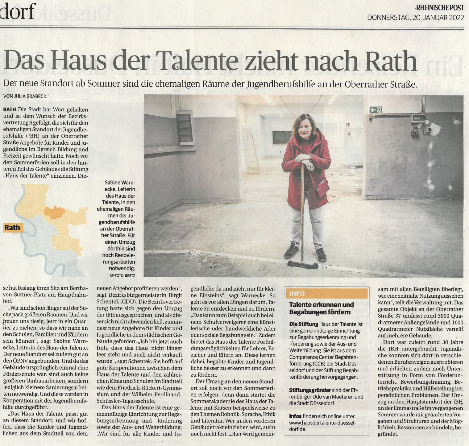 Das Haus der Talente zieht nach Rath