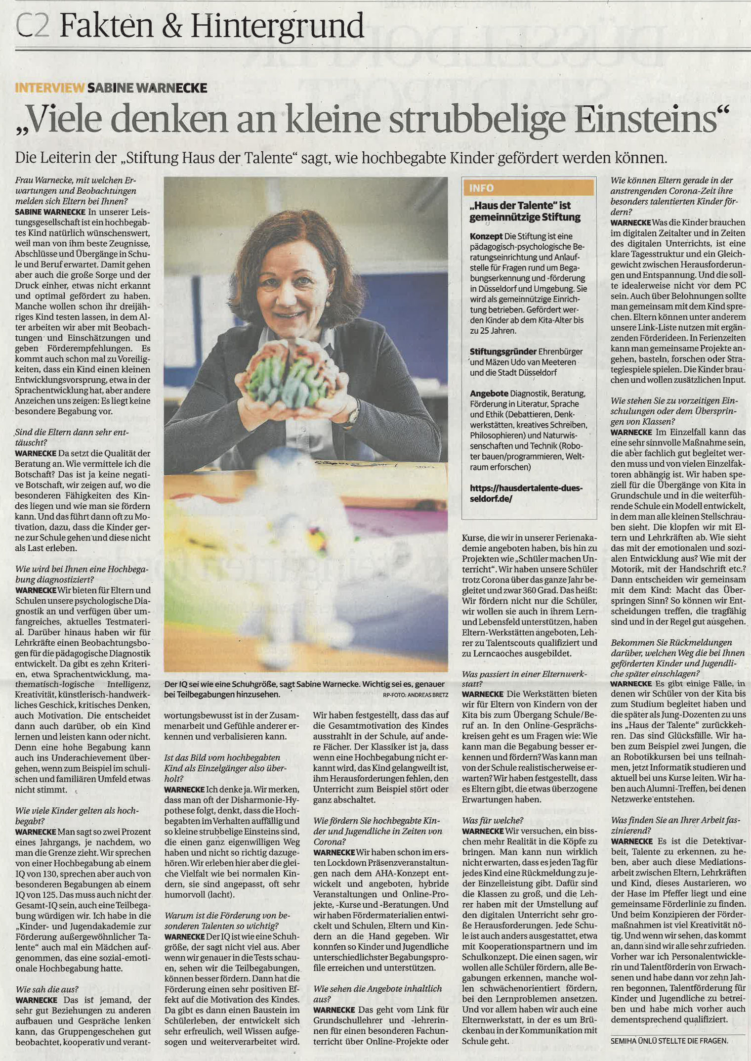 Das Haus der Talente zieht nach Rath